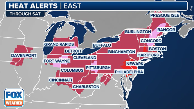 Heat alerts from the Midwest to Northeast