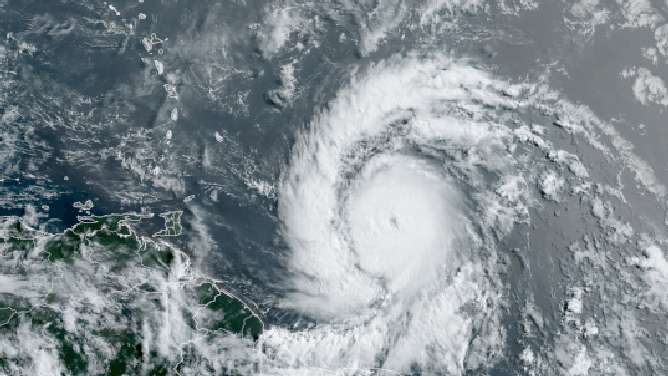 An animated look at Hurricane Beryl on Sunday, June 30, 2024.
