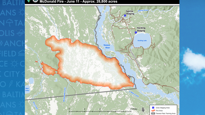 Map of the McDonald Fire in Alaska