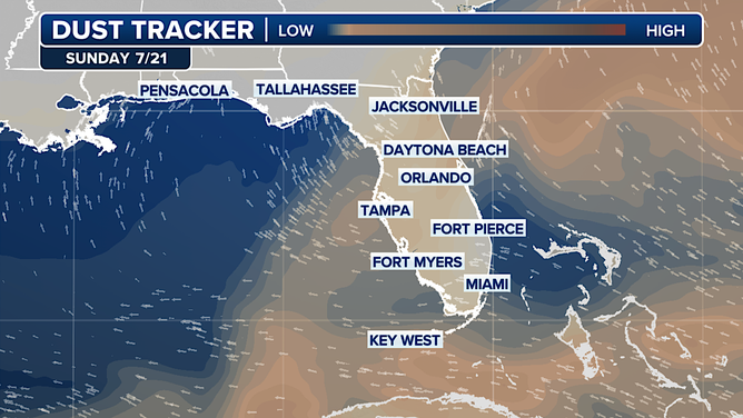 This graphic shows the Saharan dust tracker in Florida.