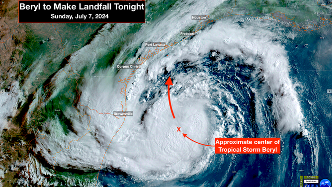 Beryl seen on satellite imagery. 