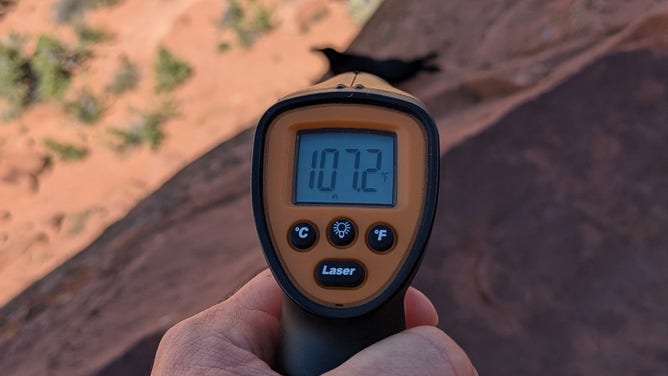 Temperature of the surface of Delicate Arch in the shade.