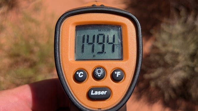 Temperature of the rock surface of Delicate Arch.