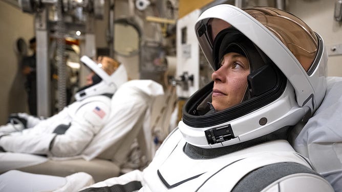 Anna Menon during Polaris Dawn EVA spacesuit acceptance testing at Johnson Space Center in Houston.