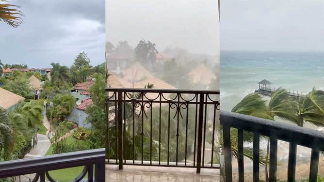 Views of Hurricane Beryl's wind and rains from Victor and Terri Cochran's resort balcony in Grenada.