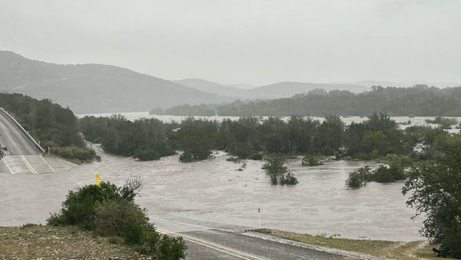 This image shows flooding in Edwards County, Texas, on Tuesday, July 23, 2024.