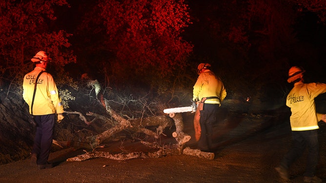Firefighters are in action as Thompson Fire of wildfires continue in Oroville of Butte County in California, on July 2, 2024.