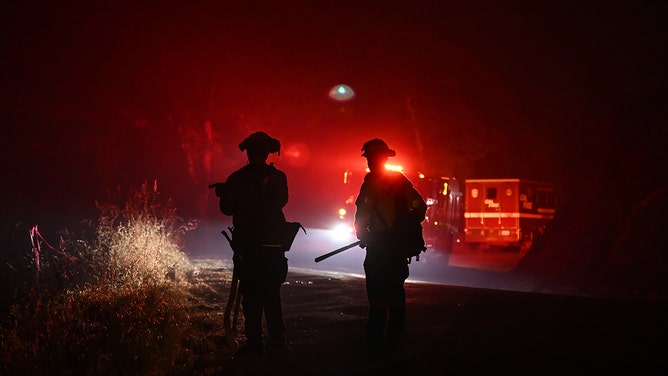 Firefighters are in action as Thompson Fire of wildfires continue in Oroville of Butte County in California on July 2, 2024.