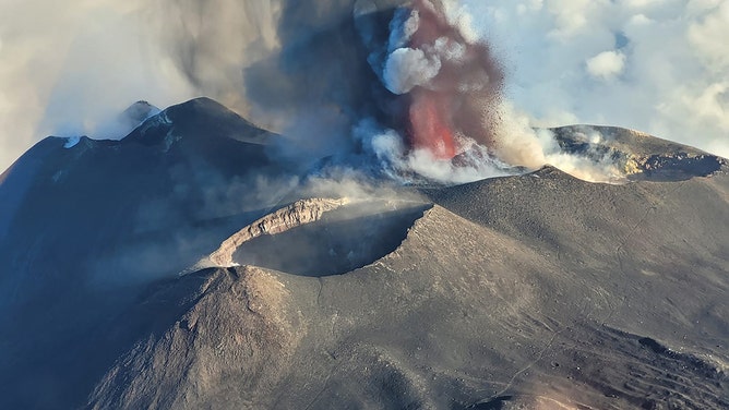A picture shows the eruption of the Mount Etna volcano on July 4, 2024 in Sicily.