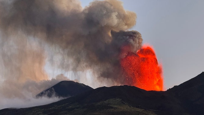 A picture shows the eruption of the Mount Etna volcano on July 5, 2024 in Sicily.