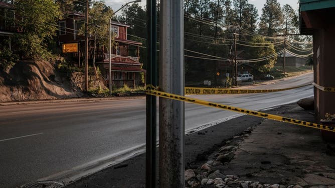 Caution tape on July 18, 2024 in Ruidoso, New Mexico.