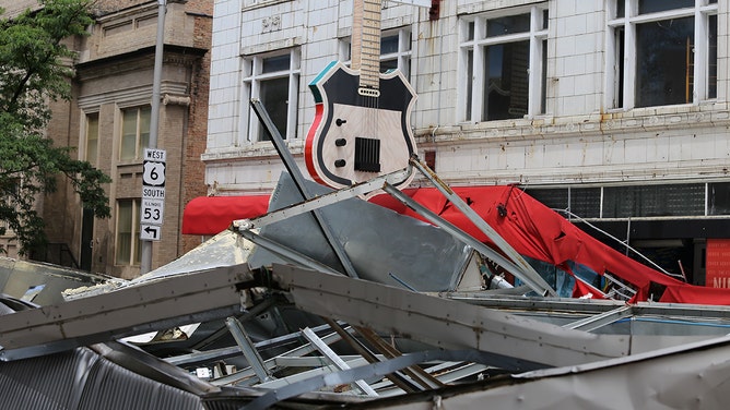 The Illinois Rock and Roll Museum on Route 66 sustained significant damage in Joliet due to the derecho on Monday.