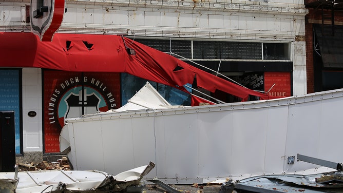 The Illinois Rock and Roll Museum on Route 66 sustained significant damage in Joliet due to the derecho on Monday.