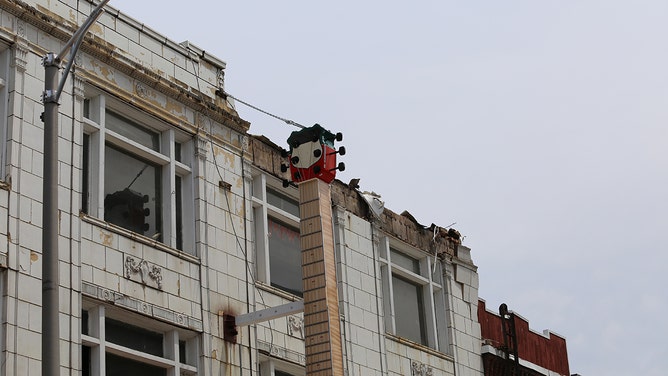 The Illinois Rock and Roll Museum on Route 66 sustained significant damage in Joliet due to the derecho on Monday.