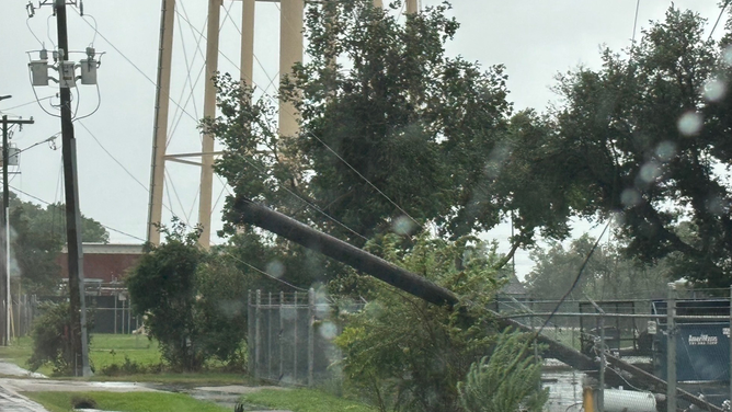 Hurricane Beryl wind damage in League City, Texas on July 8, 2024.