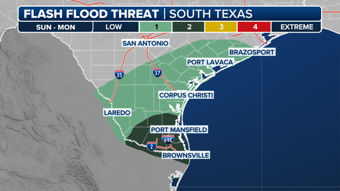 A look at the flood threat in South Texas through Monday.