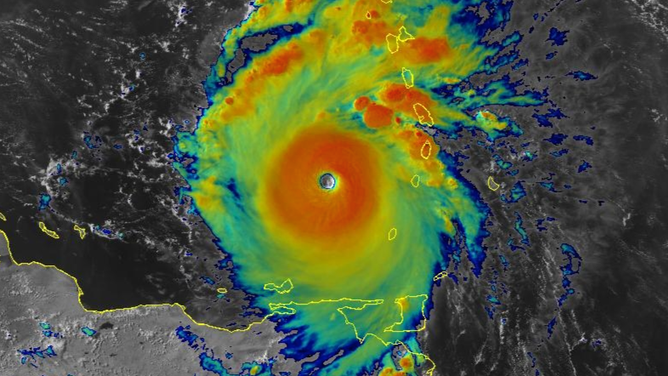 GOES-East view of Hurricane Beryl on Monday, July 1, 2024.