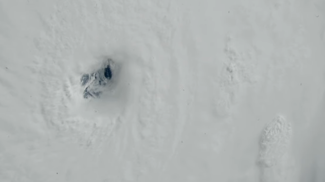The eye of major Hurricane Beryl seen from the International Space Station on Monday, July 1, 2024.