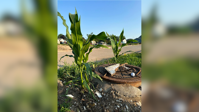 Corn grows throughout Greenfield, Iowa, after the town was devastated by an EF-4 tornado in May.