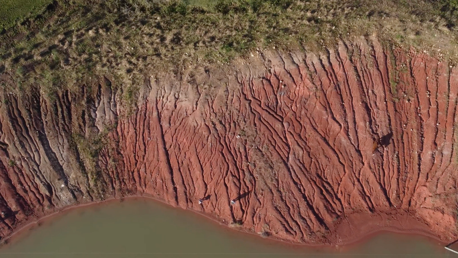 Erosion at the excavation site.