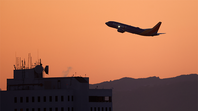 LOS ANGELES, CALIFORNIA - MARCH 12: A Southwest Airlines Boeing 737 MAX 8 departs from Los Angeles International Airport en route to Phoenix on May 5, 2024 in Los Angeles, California. (Photo by Kevin Carter/Getty Images)