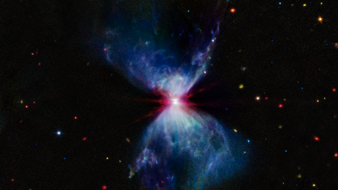 L1527, shown in this image from NASA’s James Webb Space Telescope’s MIRI (Mid-Infrared Instrument), is a molecular cloud that harbors a protostar. It resides about 460 light-years from Earth in the constellation Taurus.