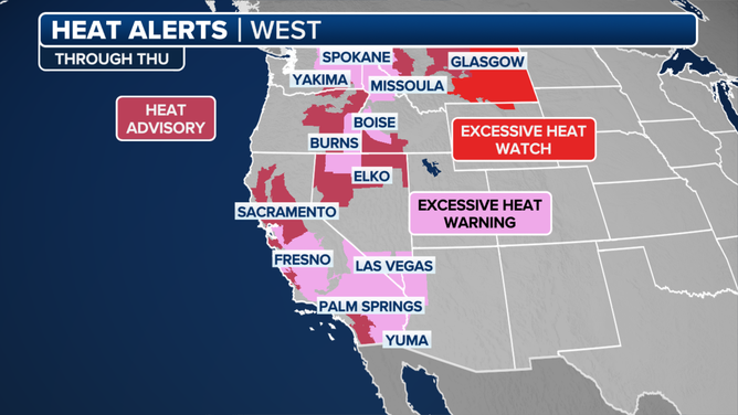 Heat Alerts for the West through Thursday.