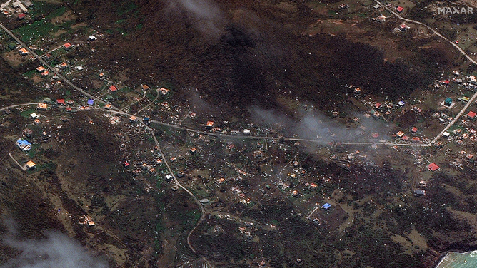 Maxar satellite imagery shows Argyle, Carriacou in Grenada after Hurricane Beryl on July 2,2024.