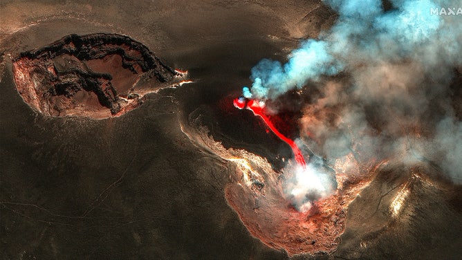 Maxar Technologies collected new satellite imagery of Mount Etna that shows fresh lava and ongoing eruptions from the Voragine crater. 