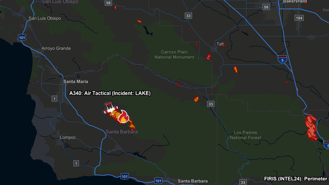 CAL FIRE map of the Lake Fire in Santa Barbara County