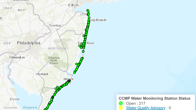 The New Jersey Department of Environmental Protection map