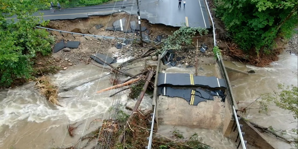 WATCH: Drone videos show catastrophic damage from deadly flooding in Oxford, Connecticut