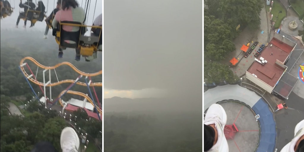 VIDEO: Riders dangle high above Mexican amusement park as storm approaches