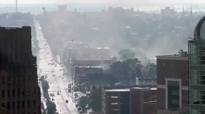 Watch: Waterspout comes ashore in downtown Buffalo, New York, causing tornado damage