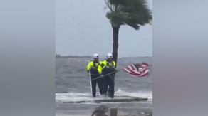 Watch as rescuers save American flag from Debby's fury