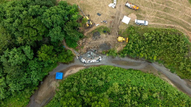 Aerial shot of the excavation site.