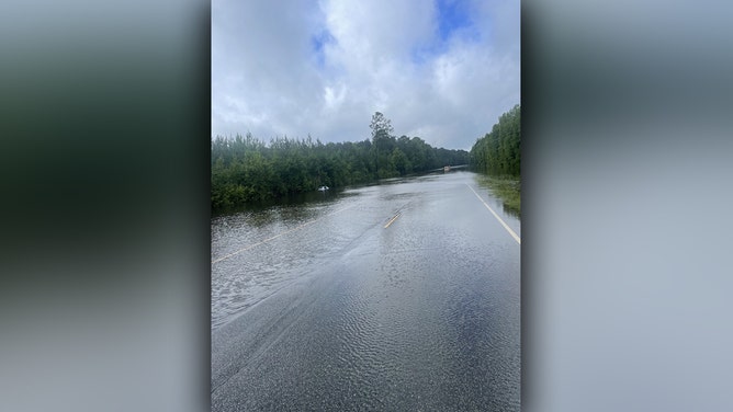 Heavy rainfall from Tropical Storm Debby have caused inland flooding, swamping the entire town of Bladenboro, North Carolina.