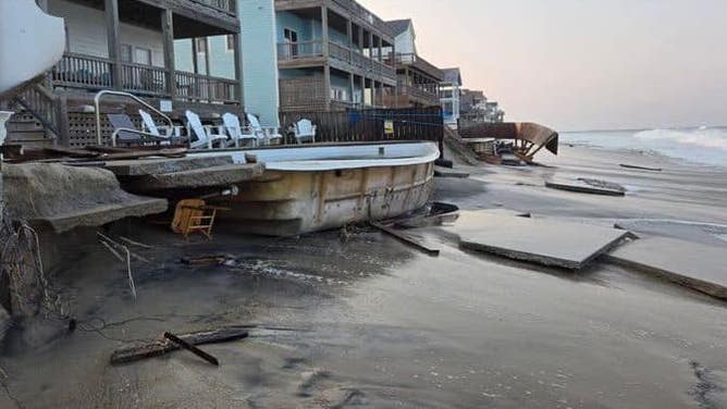 Exposed underside of a pool in Rodanthe, NC.