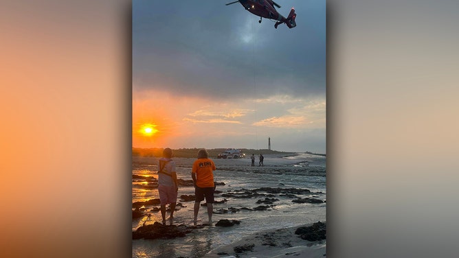 Two men were also rescued from a jetty along the Jersey Shore as dangerous rip currents impacted the area, the Barnegat Light Volunteer Fire Company No. 1 said on Facebook.