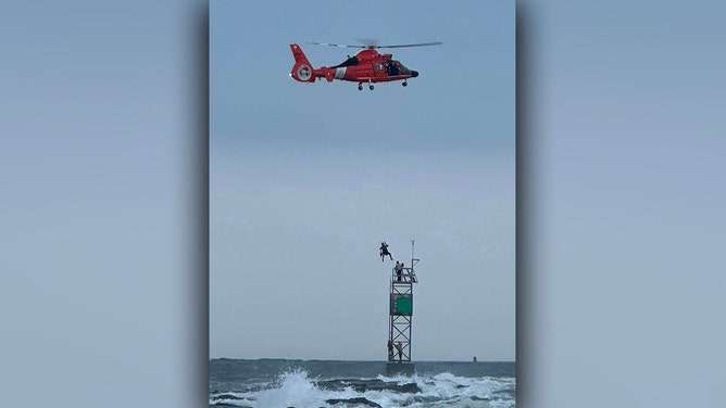 Two men were also rescued from a jetty along the Jersey Shore as dangerous rip currents impacted the area, the Barnegat Light Volunteer Fire Company No. 1 said on Facebook.
