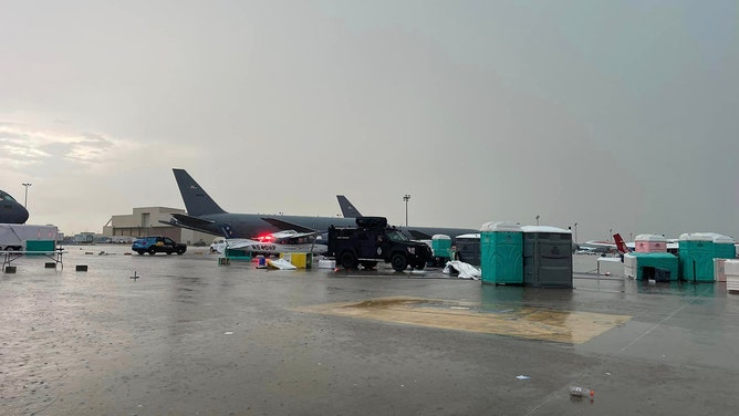 Ten people are recovering from injuries they suffered when a wild storm hit McConnell Air Force Base in Kansas over the weekend.