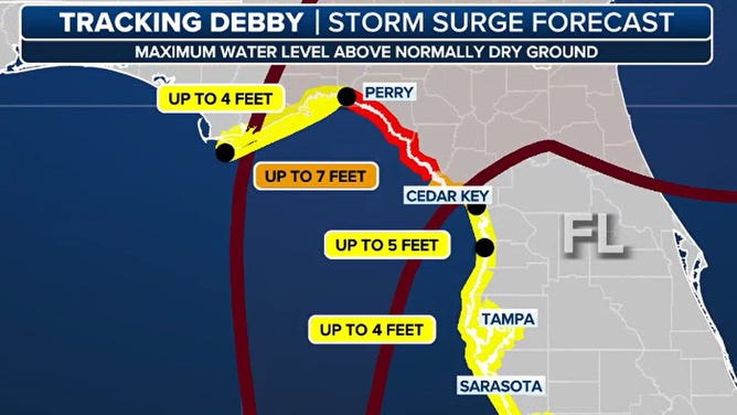 Storm Surge map for the Panhandle and Big Bend of Florida