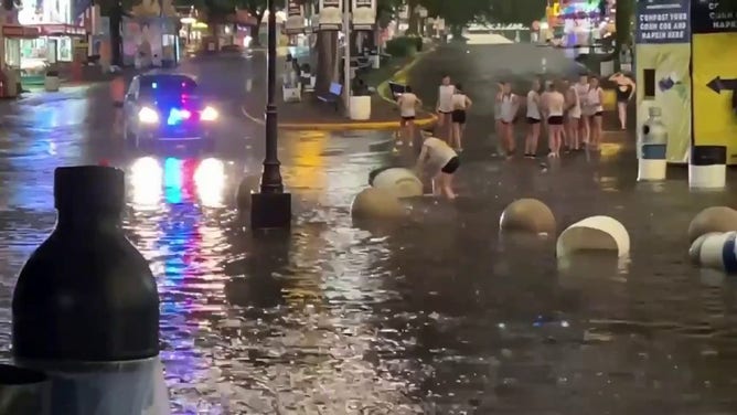 This image shows flash flooding at the Minnesota State Fair on Monday, August 26, 2024.