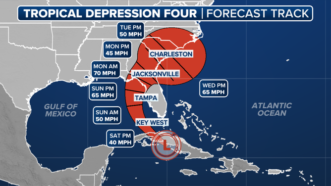 A look at the forecast track for TD 4.