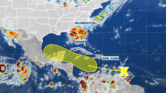 The outlook for a tropical disturbance in the Atlantic.