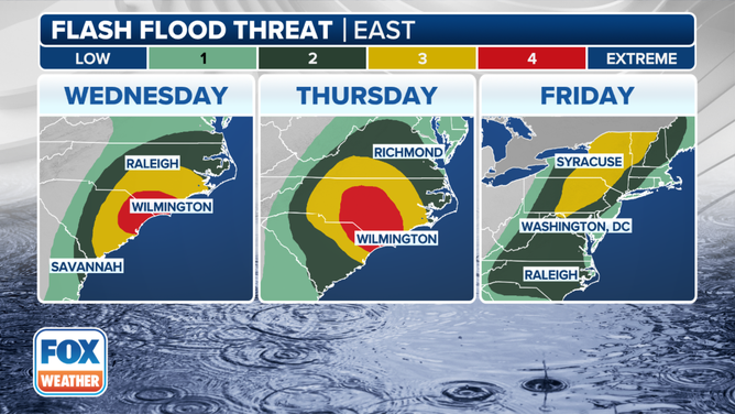 A look at the flash flood outlook for the next three days.