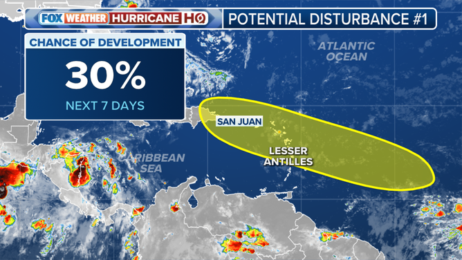 This graphic shows the area to watch in the Atlantic Ocean.