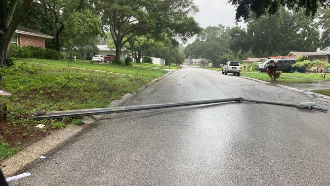 Downed street light from the 1700 block of Great Brikhill Road, according to the Clearwater Police Department. Aug. 4, 2024.