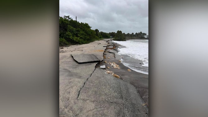 Hurricane Debby has caused significant damage near Caspersen Beach in Venice, Florida. The road is currently off-limits to vehicles, city officials said.