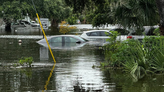 Hurricane Debby floods Sarasota, Florida.